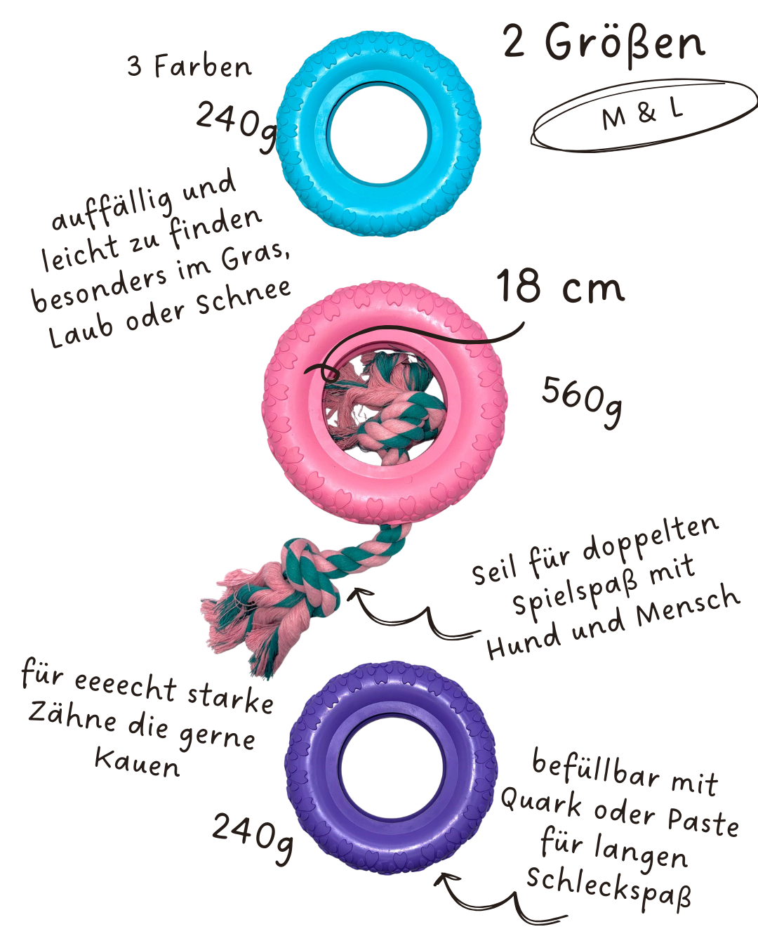 Riolino Robuster Hundespielzeug-Kauring für starke Kauer