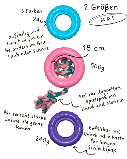 Riolino Robuster Hundespielzeug-Kauring für starke Kauer Velvet