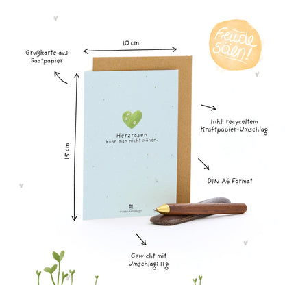 Grußkarte - Herzrasen kann man nicht mähen