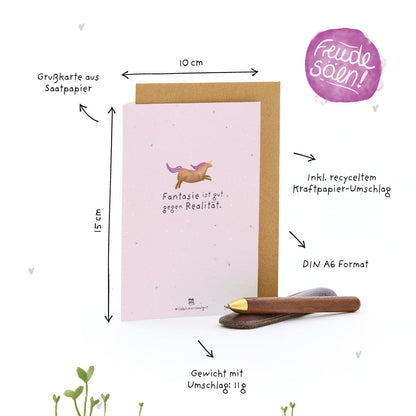Grußkarte - Fantasie ist gut gegen Realität