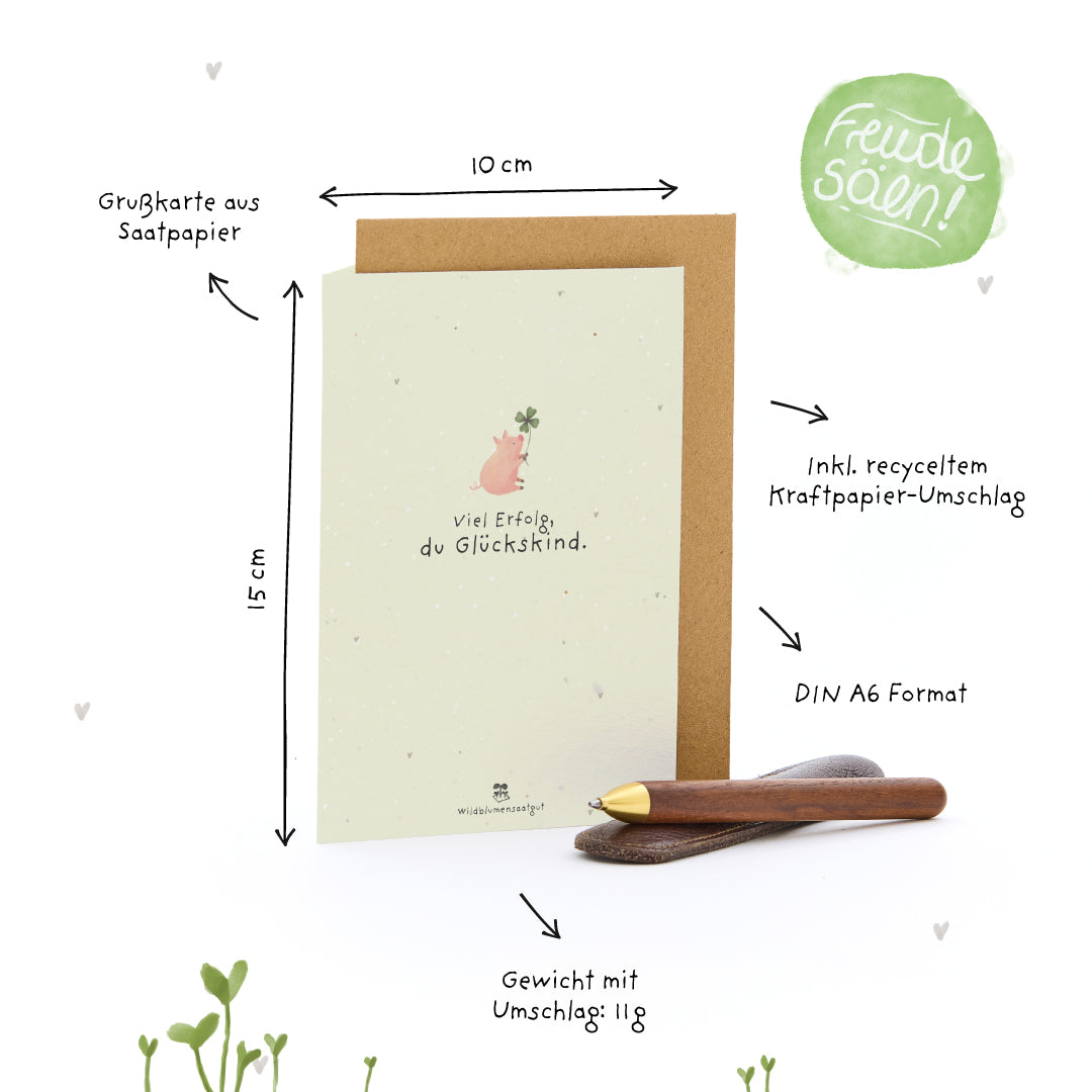 Grußkarte - Viel Erfolg, du Glückskind!