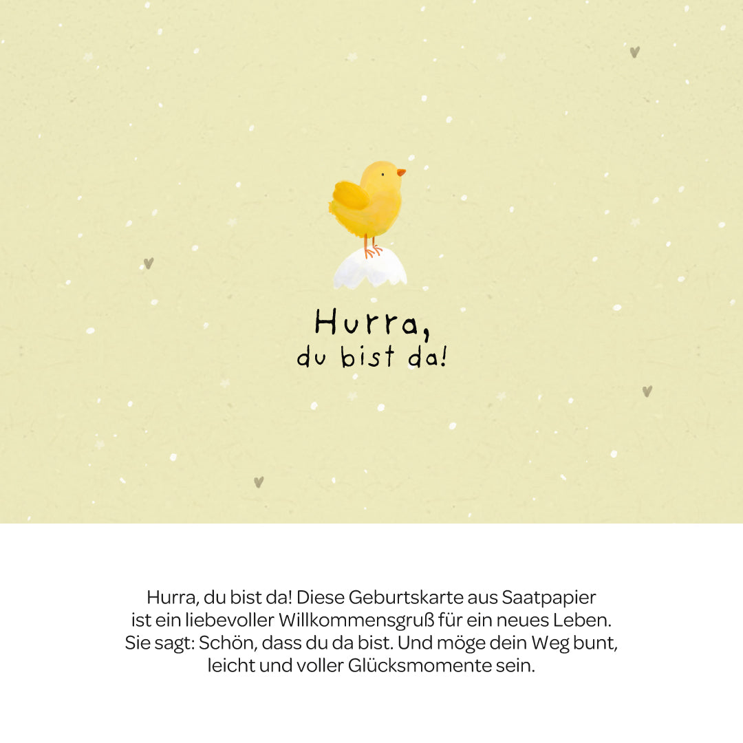 Grußkarte - Hurra, du bist da!