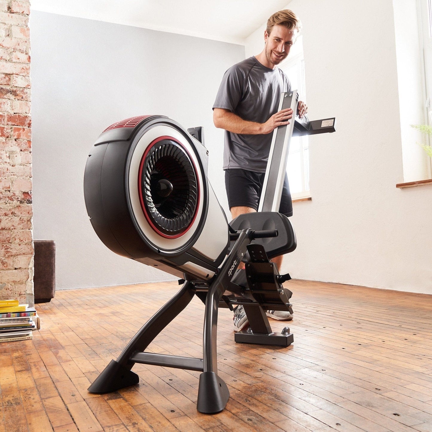 Rudergerät mit Luftwiderstand | klappbar | 8 Widerstandsstufen | schwarz/rot