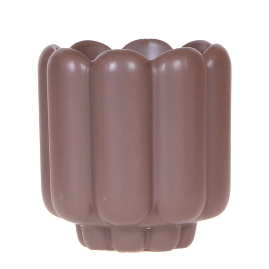 Retro Pflanztopf – Brown – Ø9cm – Dekorativer Übertopf aus Keramik – Blumentopf mit Rillenstruktur – Für Orchideen & Grünpflanzen