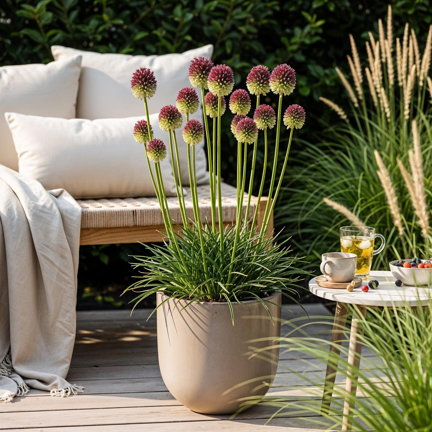 Blumenzwiebeln Allium Sphaerocephalon – 100 Stück – Lila Trommelstöckchen – Für Beet, Balkon & Terrasse – Pflegeleicht & bienenfreundlich