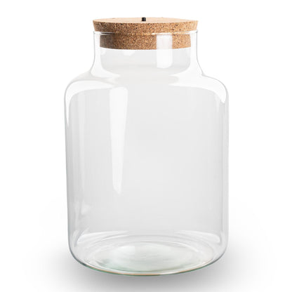 Terrarium Flasche – Geschlossene Glasflasche mit Korken & LED-Beleuchtung – Höhe 24,5cm Ø17cm – Dekoratives Pflanzenterrarium aus Recyclingglas