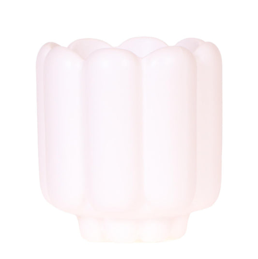 Retro Pflanztopf – Weiß – Ø9cm – Dekorativer Übertopf aus Keramik – Slow Living Kollektion – Blumentopf mit Rillenstruktur – Für Orchideen & kleine Zimmerpflanzen