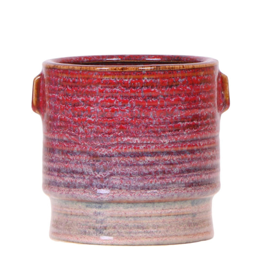 Aura Pflanztopf – Ø9cm – Retro Blumentopf im Bold Seventies Stil – Keramik Übertopf mit Henkeln – Dekorativer Blumentopf für Zimmerpflanzen