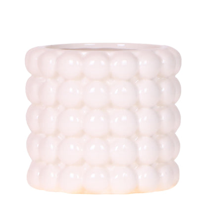 Poppy Pflanztopf – Weiß – Ø9cm – Dekorativer Blumentopf in Keramikoptik – Moderner Übertopf für Zimmerpflanzen & Orchideen – Stilvolles Wohnaccessoire