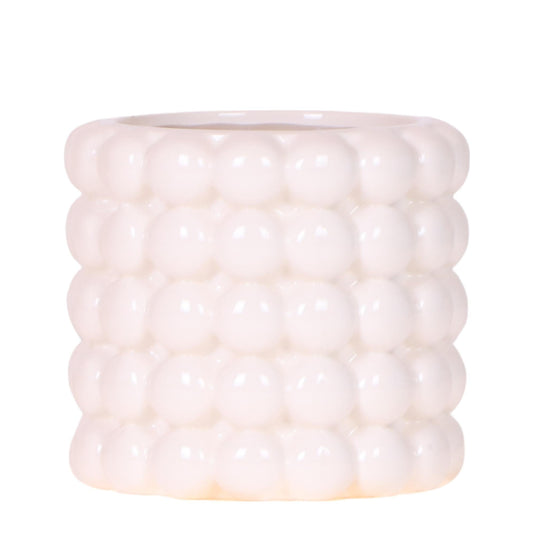 Poppy Pflanztopf – Weiß – Ø9cm – Dekorativer Blumentopf in Keramikoptik – Moderner Übertopf für Zimmerpflanzen & Orchideen – Stilvolles Wohnaccessoire